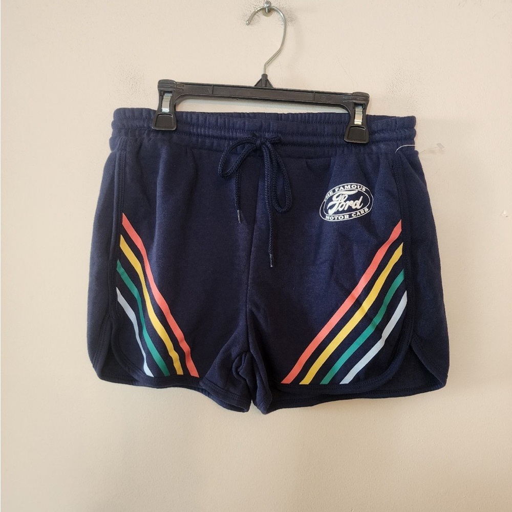 FORD MOTORS LOGO FLEECE STRIPE SHORTS size small